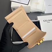 Celine Small Flap Wallet Triomphe In Shiny Calfskin Beige - 10.5x8.5x4cm - 4