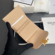 Celine Small Flap Wallet Triomphe In Shiny Calfskin Beige - 10.5x8.5x4cm - 2