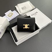 Celine Small Flap Wallet Triomphe In Shiny Calfskin Black Gold - 10.5x8.5x4cm - 5