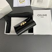 Celine Small Flap Wallet Triomphe In Shiny Calfskin Black Gold - 10.5x8.5x4cm - 3