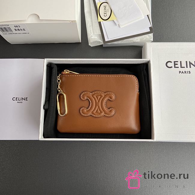 Celine Coin Purse In Smooth Calfskin Brown - 13x9x1cm - 1