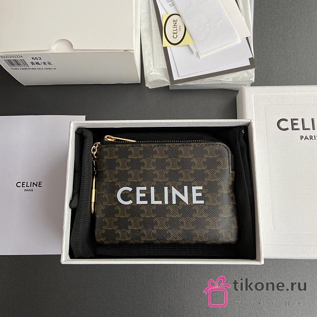 Celine Coin Purse In Triomphe Canvas - 13x9x1cm - 1