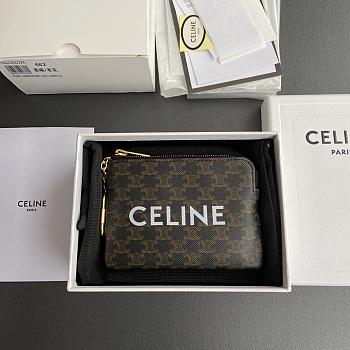 Celine Coin Purse In Triomphe Canvas - 13x9x1cm