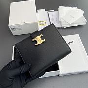 Celine Fine Strap Wallet Nino In Supple Grained Calfskin Black - 10.5x8x2cm - 3