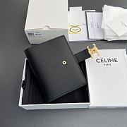 Celine Fine Strap Wallet Nino In Supple Grained Calfskin Black - 10.5x8x2cm - 2