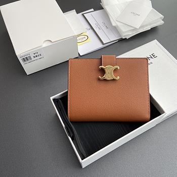 Celine Fine Strap Wallet Nino In Supple Grained Calfskin Brown - 10.5x8x2cm