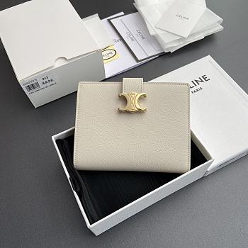 Celine Fine Strap Wallet Nino In Supple Grained Calfskin Beige - 10.5x8x2cm