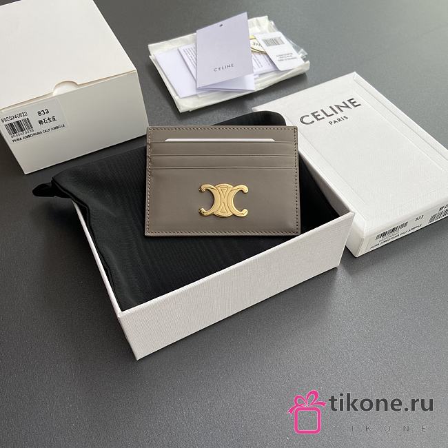 Celine Card Holder Triomphe In Shiny Calfskin Pebble - 11x8x0.3cm - 1