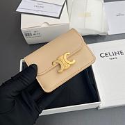 Celine Card Holder With Flap Triomphe In Shiny Calfskin Beige - 10x7.5x2cm - 6