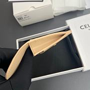 Celine Card Holder With Flap Triomphe In Shiny Calfskin Beige - 10x7.5x2cm - 5