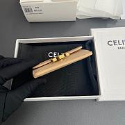 Celine Card Holder With Flap Triomphe In Shiny Calfskin Beige - 10x7.5x2cm - 3