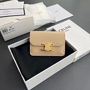 Celine Card Holder With Flap Triomphe In Shiny Calfskin Beige - 10x7.5x2cm - 4