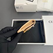 Celine Card Holder With Flap Triomphe In Shiny Calfskin Beige - 10x7.5x2cm - 2