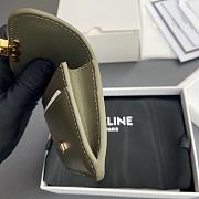 Celine Card Holder With Flap Triomphe In Shiny Calfskin Olive - 10x7.5x2cm - 2