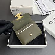 Celine Card Holder With Flap Triomphe In Shiny Calfskin Olive - 10x7.5x2cm - 4