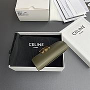 Celine Card Holder With Flap Triomphe In Shiny Calfskin Olive - 10x7.5x2cm - 6