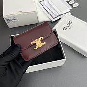 Celine Card Holder With Flap Triomphe In Shiny Calfskin Burgundy - 10x7.5x2cm - 6
