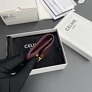 Celine Card Holder With Flap Triomphe In Shiny Calfskin Burgundy - 10x7.5x2cm - 5
