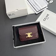 Celine Card Holder With Flap Triomphe In Shiny Calfskin Burgundy - 10x7.5x2cm - 4