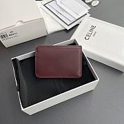 Celine Card Holder With Flap Triomphe In Shiny Calfskin Burgundy - 10x7.5x2cm - 2