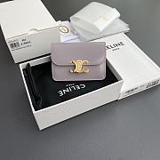 Celine Card Holder With Flap Triomphe In Shiny Calfskin Light Purple - 10x7.5x2cm - 1