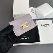 Celine Card Holder With Flap Triomphe In Shiny Calfskin Light Purple - 10x7.5x2cm - 6