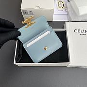 Celine Card Holder With Flap Triomphe In Shiny Calfskin Blue - 10x7.5x2cm - 3