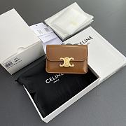 Celine Card Holder With Flap Triomphe In Shiny Calfskin Brown - 10x7.5x2cm - 1