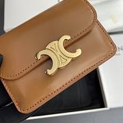 Celine Card Holder With Flap Triomphe In Shiny Calfskin Brown - 10x7.5x2cm - 6