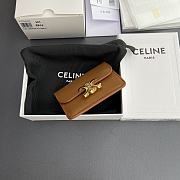 Celine Card Holder With Flap Triomphe In Shiny Calfskin Brown - 10x7.5x2cm - 5