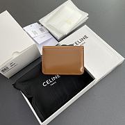 Celine Card Holder With Flap Triomphe In Shiny Calfskin Brown - 10x7.5x2cm - 2