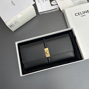 Celine Small Trifold wallet 16 IN Satinated Calfskin Black - 19x10x4cm