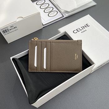 Celine Compact Card Holder In Grained Calfskin Pebble - 13x7cm