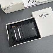 Celine Compact Card Holder In Grained Calfskin Black - 13x7cm - 3