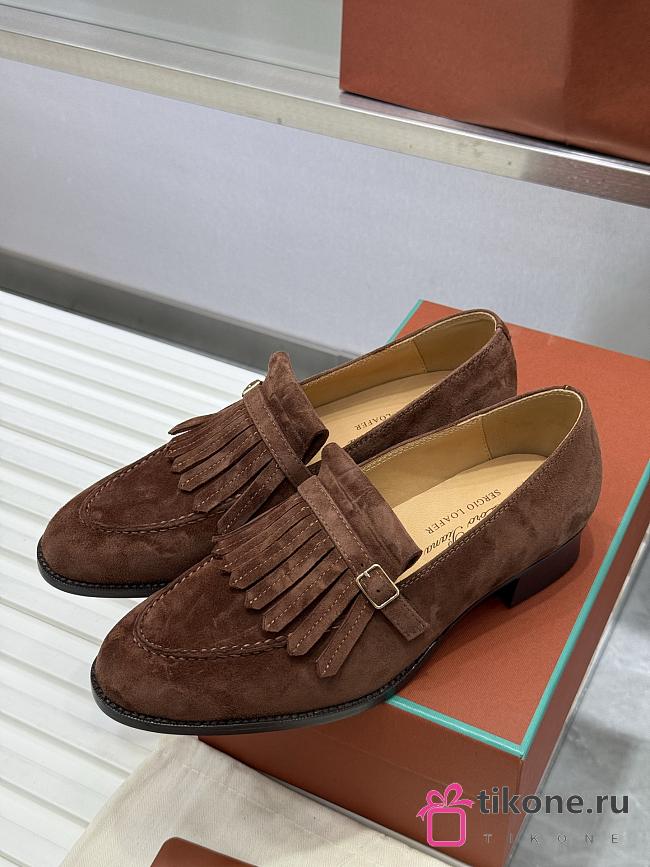 Loro Piana Pennan Fringe Loafer Suede Dark Brown  - 1