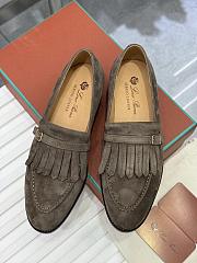 Loro Piana Pennan Fringe Loafer Suede Gray  - 5