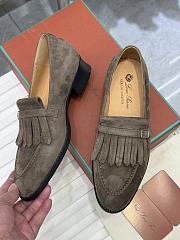 Loro Piana Pennan Fringe Loafer Suede Gray  - 2