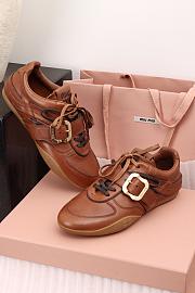  Miumiu Leather Sneakers With Buckle Cognac 5E549E - 1