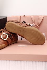  Miumiu Leather Sneakers With Buckle Cognac 5E549E - 6