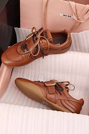  Miumiu Leather Sneakers With Buckle Cognac 5E549E - 4