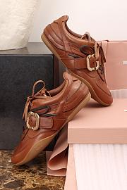  Miumiu Leather Sneakers With Buckle Cognac 5E549E - 3