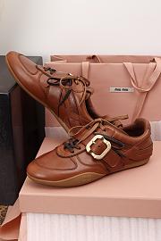 Miumiu Leather Sneakers With Buckle Cognac 5E549E - 2