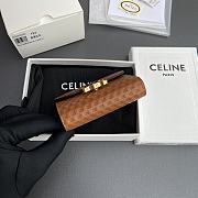 Celine Small Flap Wallet With Triomphe Embossed Logo in Brown - 10.5x8.5x4cm - 6