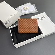 Celine Small Flap Wallet With Triomphe Embossed Logo in Brown - 10.5x8.5x4cm - 3