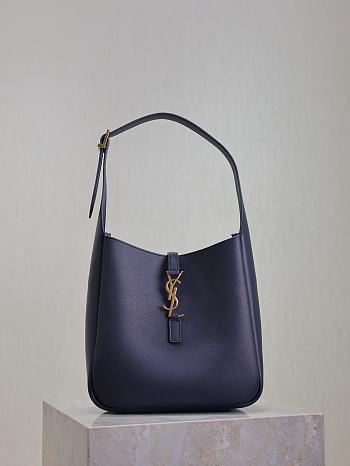 YSL Le 5 A 7 Supple Small In Grained Leather Navy - 23x22x8.5cm