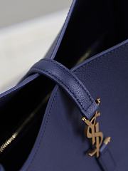 YSL Le 5 A 7 Supple Small In Grained Leather Navy - 23x22x8.5cm - 6