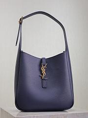 YSL Le 5 A 7 Supple Small In Grained Leather Navy - 23x22x8.5cm - 4