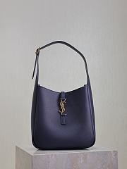 YSL Le 5 A 7 Supple Small In Grained Leather Navy - 23x22x8.5cm - 3