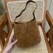 YSL Le 5 A 7 Supple Small In Suede Leather Brown - 23x22x8.5cm - 6