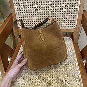 YSL Le 5 A 7 Supple Small In Suede Leather Brown - 23x22x8.5cm - 5